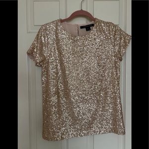 French Connection Sequins Top, Light Pink, Size 2, Like New